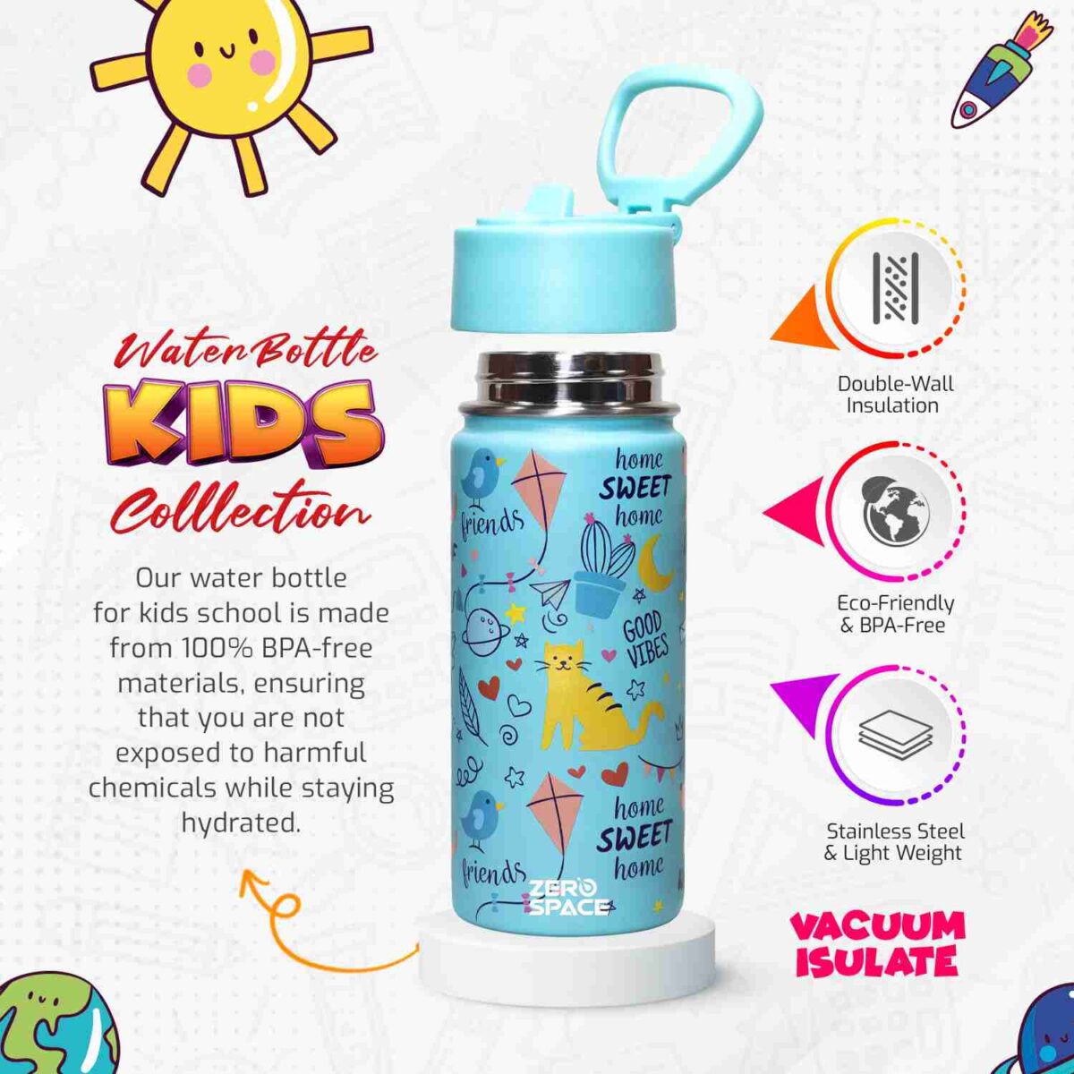 kids water bottle with straw