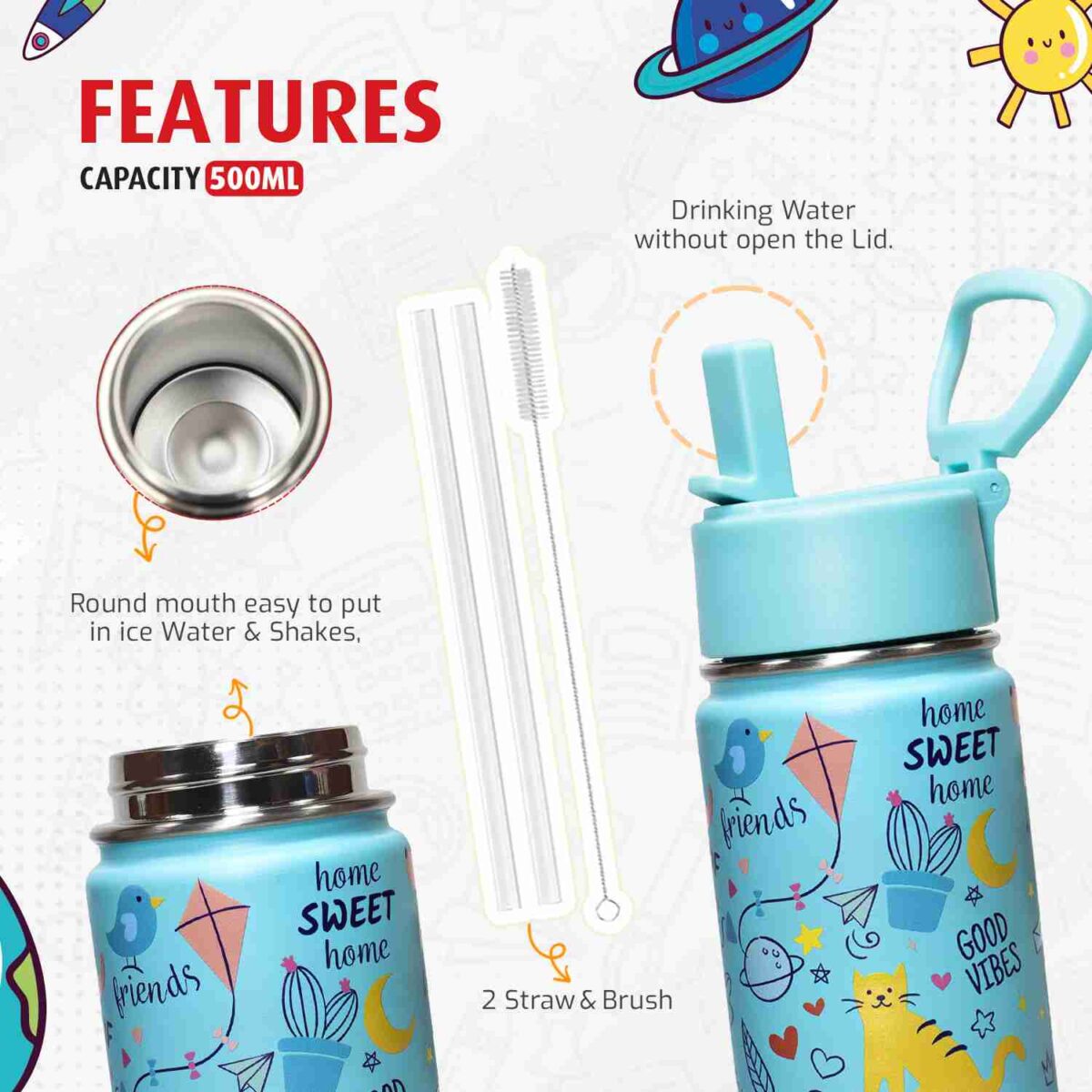 kids water bottle with straw