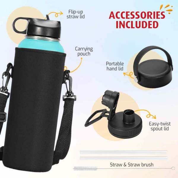 ZeroSpace Stainless Steel Water Bottle 1200ml – Green/Pink – photo 4
