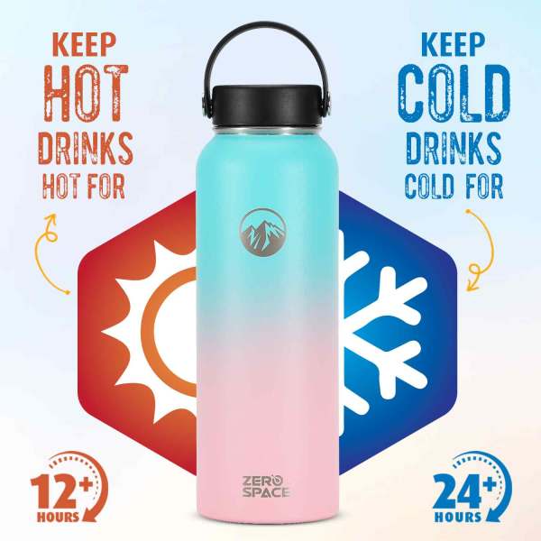 ZeroSpace Stainless Steel Water Bottle 1200ml – Green/Pink – photo 5