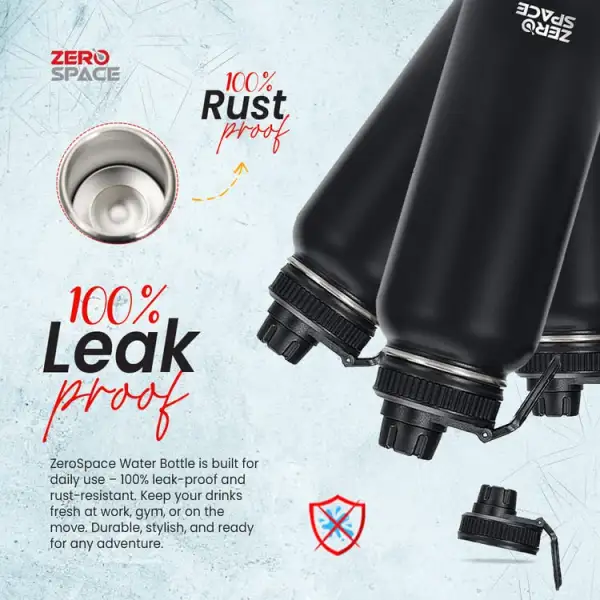 ZeroSpace 1 Litre Insulated Water Bottle – Black – photo 6