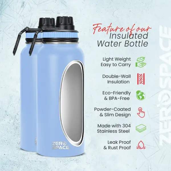 ZeroSpace 1 Litre Insulated Water Bottle – Light Blue – photo 4