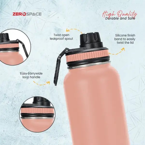 ZeroSpace 1 Litre Insulated Water Bottle – Pink – photo 3