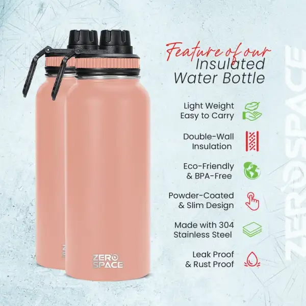 ZeroSpace 1 Litre Insulated Water Bottle – Pink – photo 4