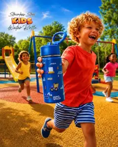 Boy with a ZeroSpace kids water bottle