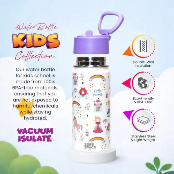 ZeroSpace Kids Water Bottle 500ml – White – photo 3