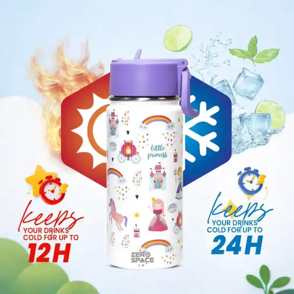 ZeroSpace Kids Water Bottle 500ml – White – photo 5