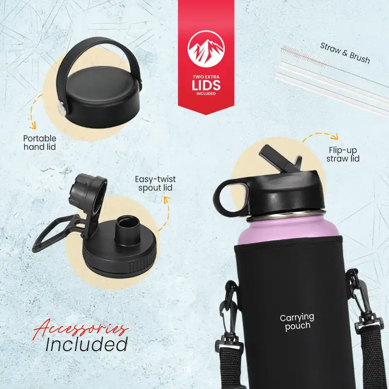 Stainless Steel Water Bottle 1200ml – Purple