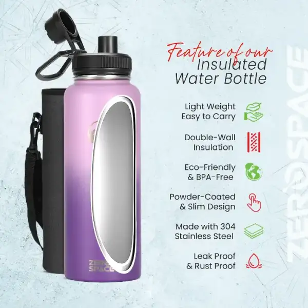 ZeroSpace Stainless Steel Water Bottle 1200ml – Purple – photo 4