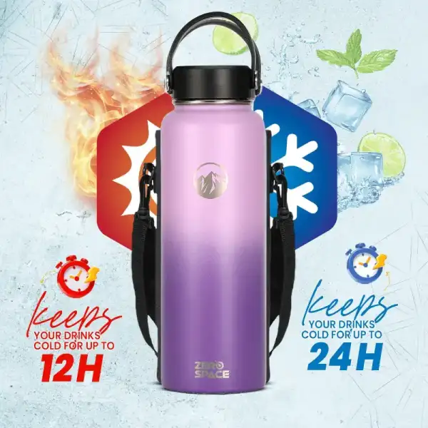 ZeroSpace Stainless Steel Water Bottle 1200ml – Purple – photo 5